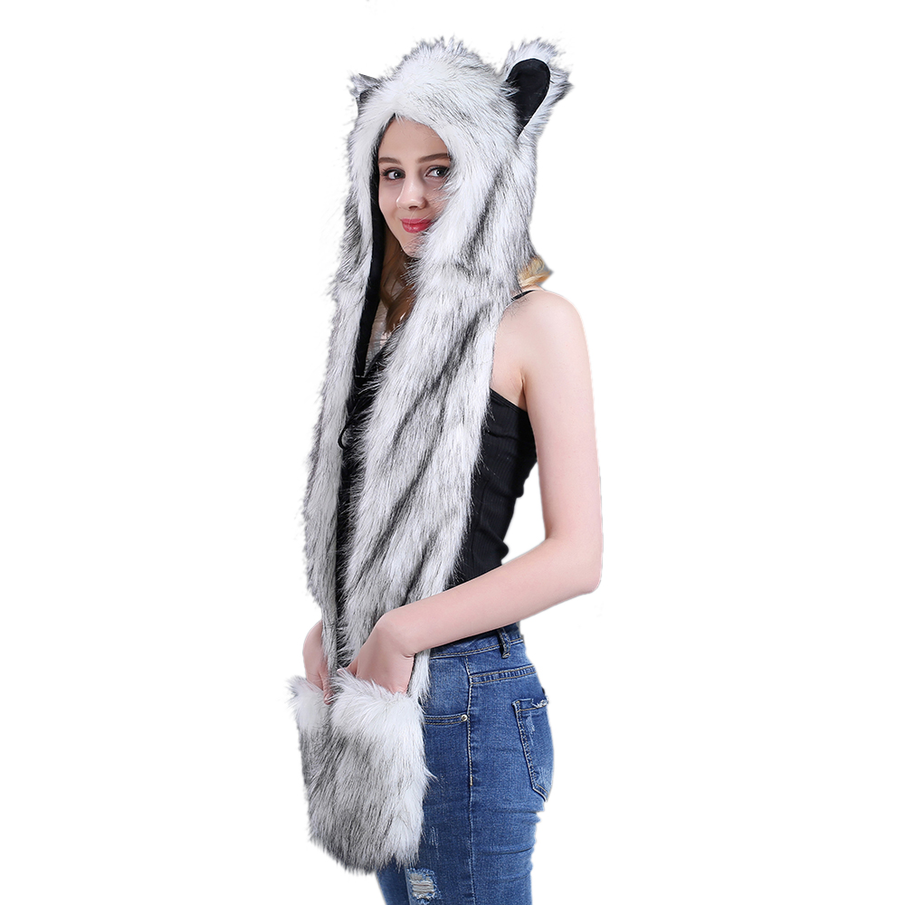 TopTie Animal Hat Hood Scarf with Paws Mittens Gloves for Adults Kids Winter