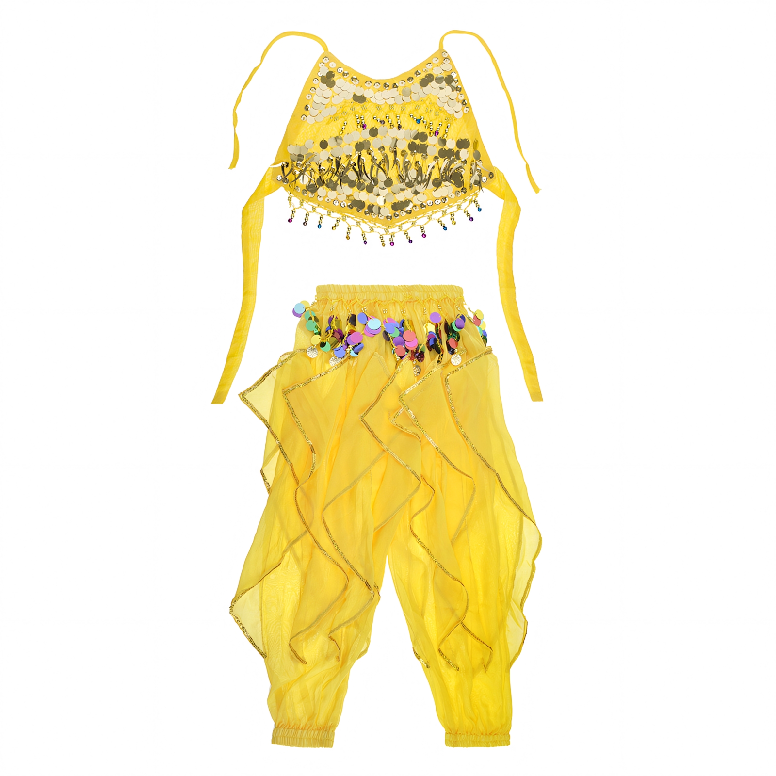 Kids Belly Dance Set Halter Top and Harem Pants Set Tribal Gypsy Party Costume