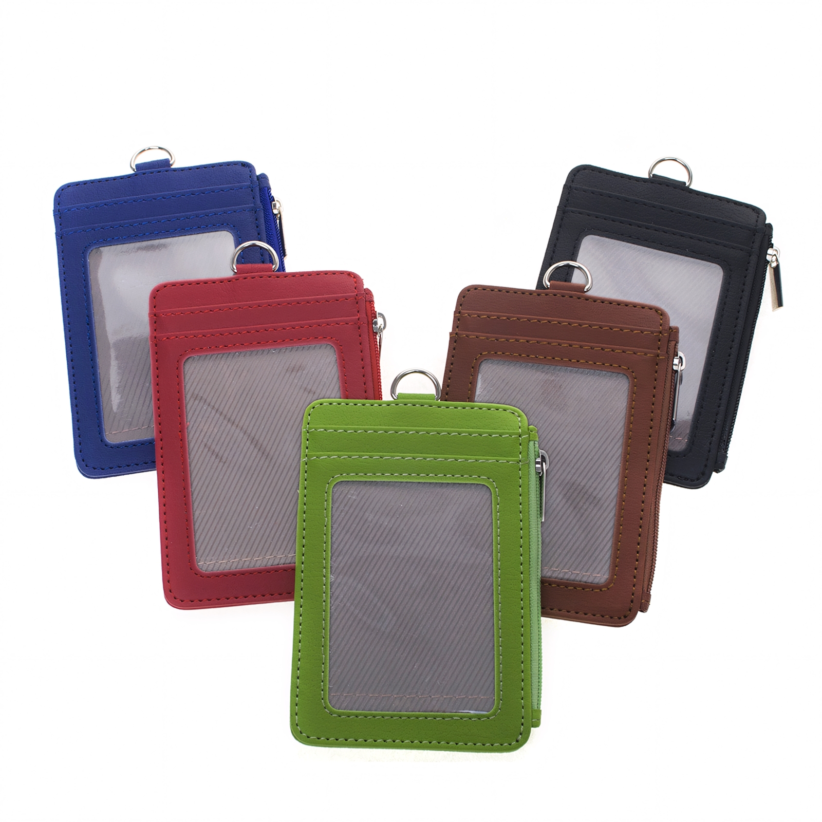 gogo slim badge holder wallet pu leather vertical name