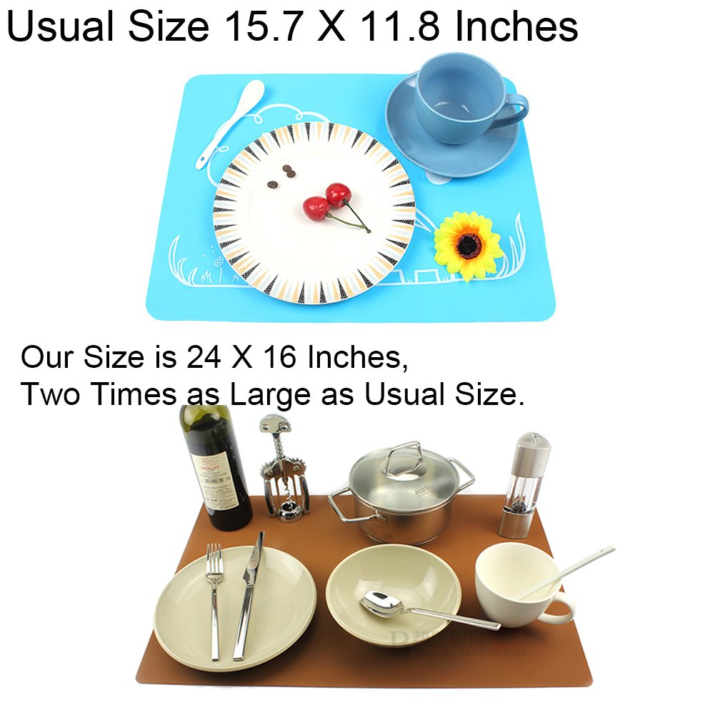 24x16 Aspire Placemat Silicone Extra Large Thick Non Slip Waterproof Table Mat